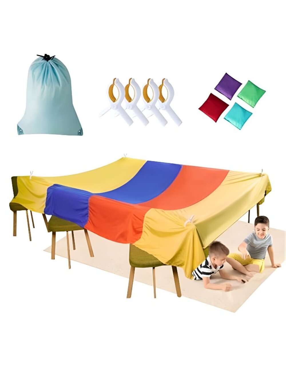 Blanket Fort Building Kit for Kids, Portable Playhouse Play Tent Fort with CPC